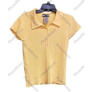525 America Yellow Short Sleeved Sweater Buttons and Collar